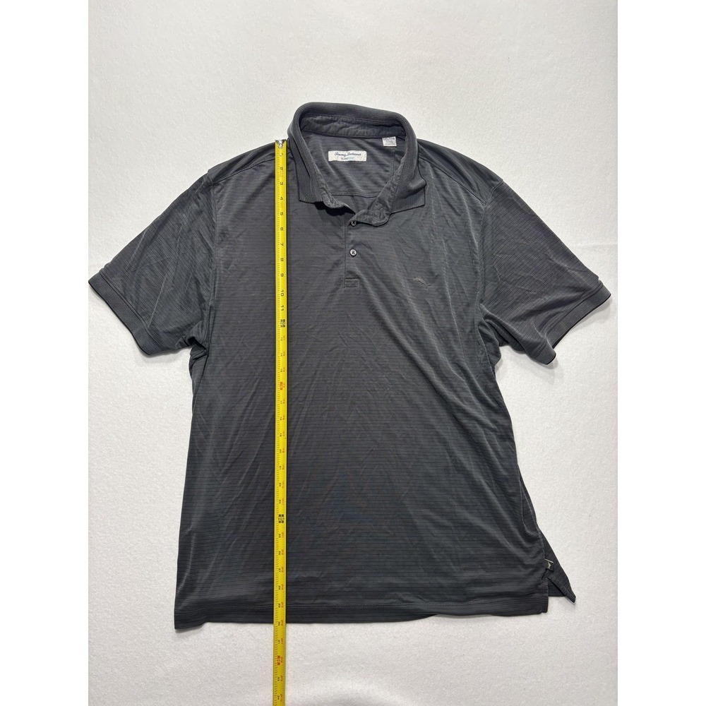 Tommy Bahama Polo Shirt Mens 2XL Gray Island Zone Striped Moisture Wicking - Picture 6 of 12
